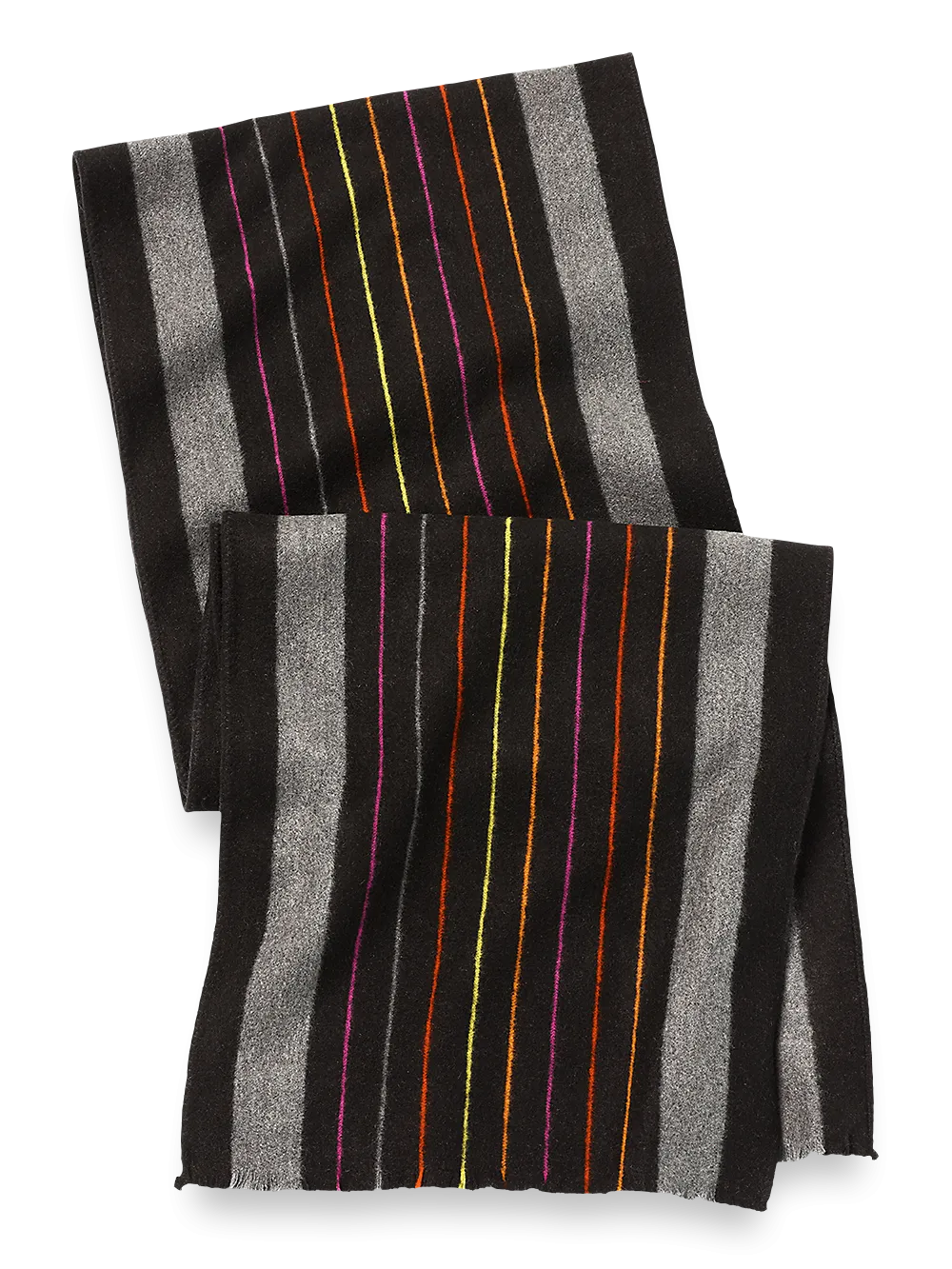 Stripe Brushed Silk Scarf - Black Multi
