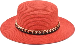 Summer Linen Fedora Hat Short Brim Cuban Sun Hat Beach Hat Flat Top Hat for Men Women