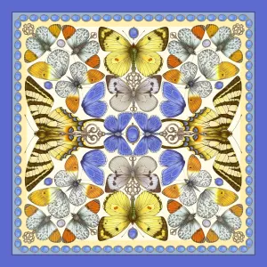 The British Butterfly Silk Scarf - Lemon | 65x65cm