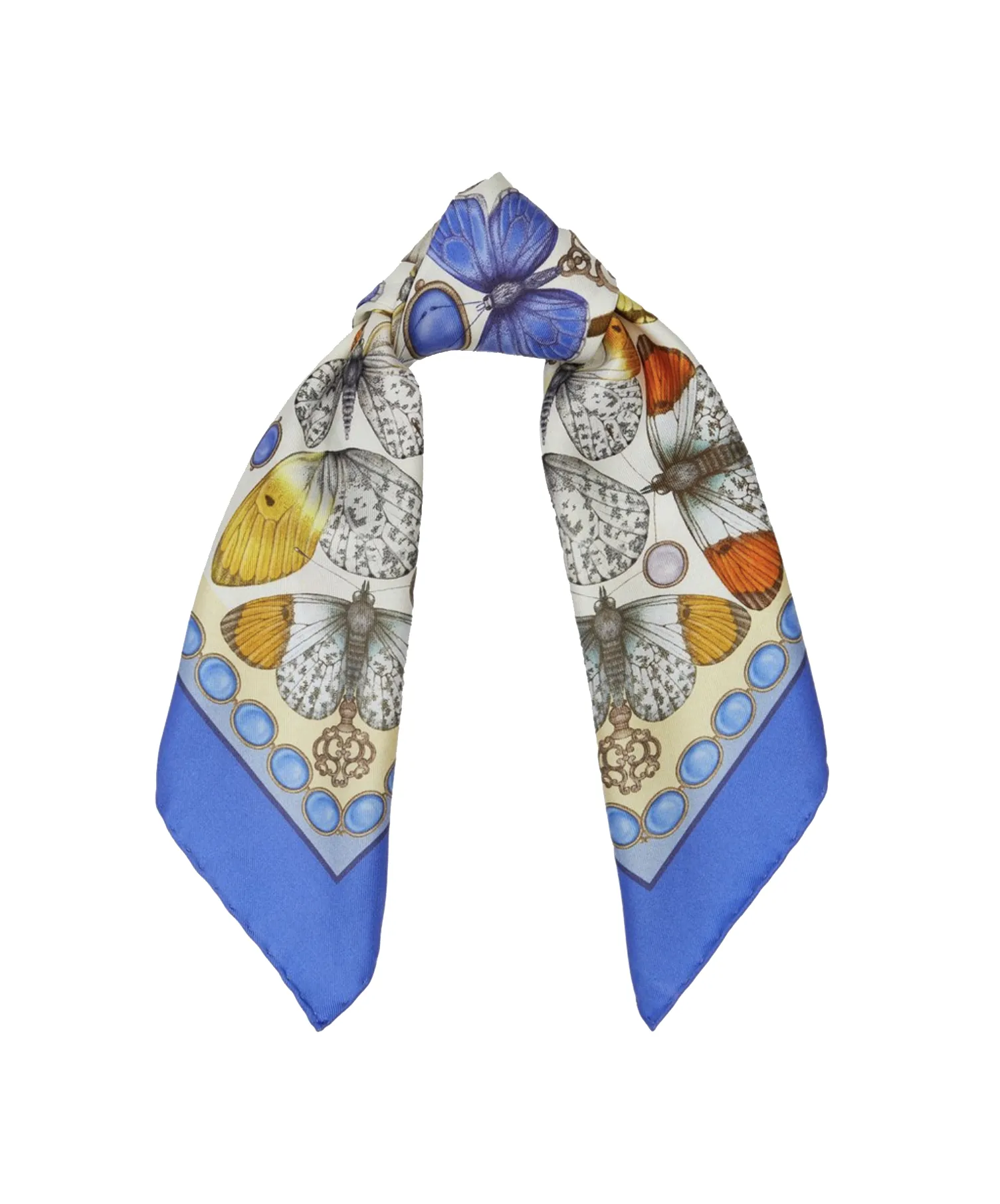 The British Butterfly Silk Scarf - Lemon | 65x65cm