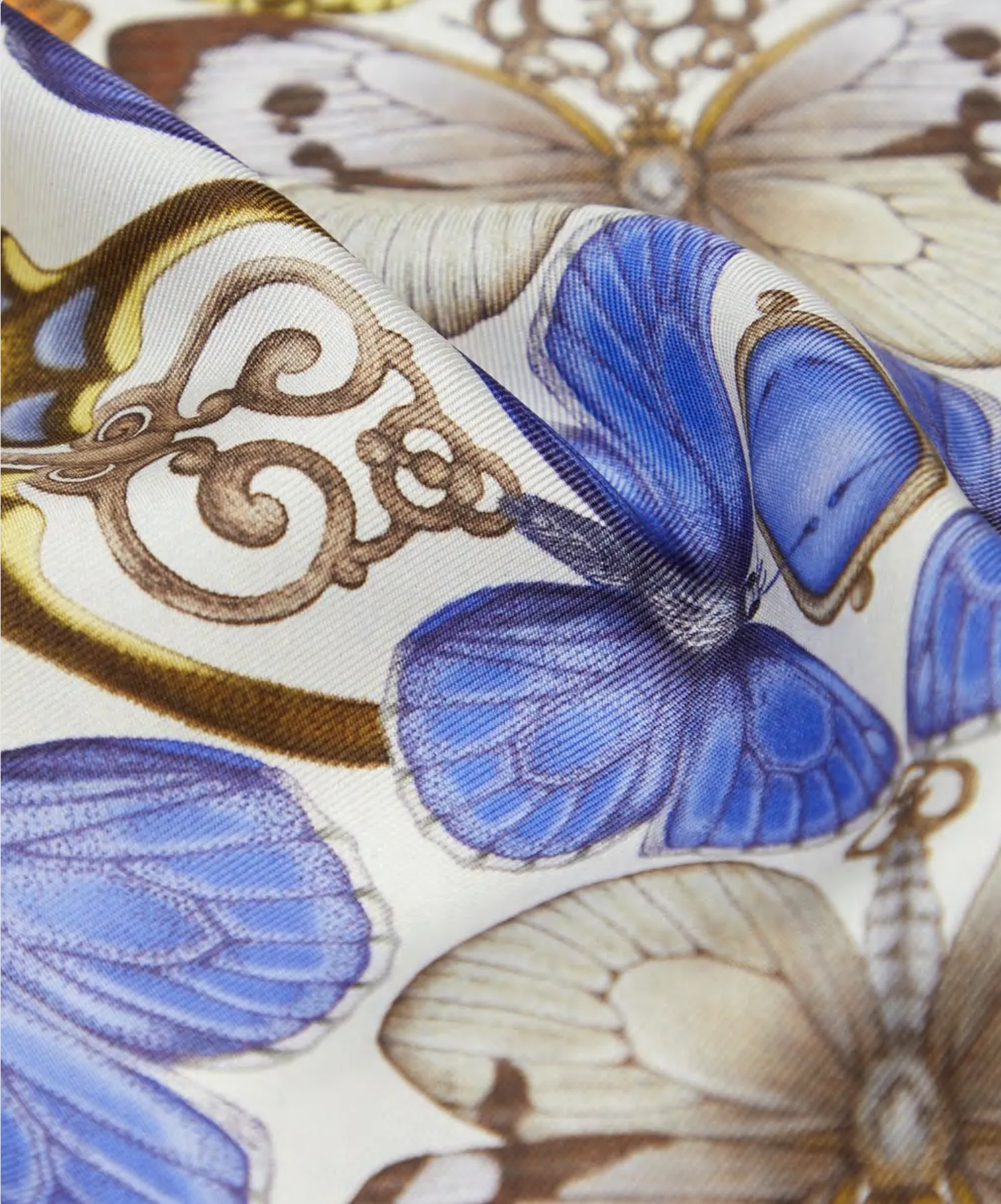 The British Butterfly Silk Scarf - Lemon | 65x65cm