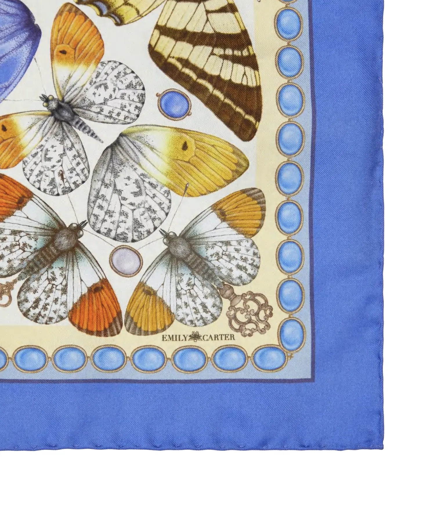 The British Butterfly Silk Scarf - Lemon | 65x65cm