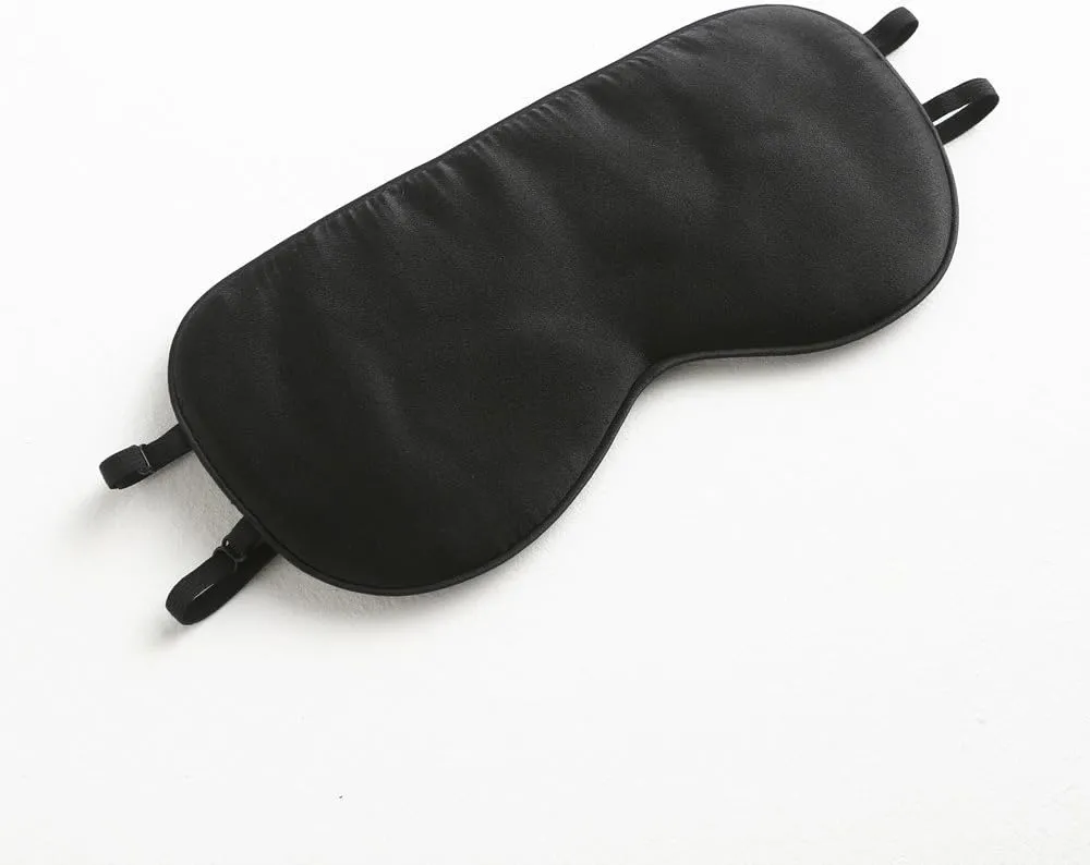 Tim & Tina 100% Natural Silk Sleep Mask Soft Comfortable Smooth Eye Mask with Adjustable Strap Blindfold for Women Men Black - Two Straps