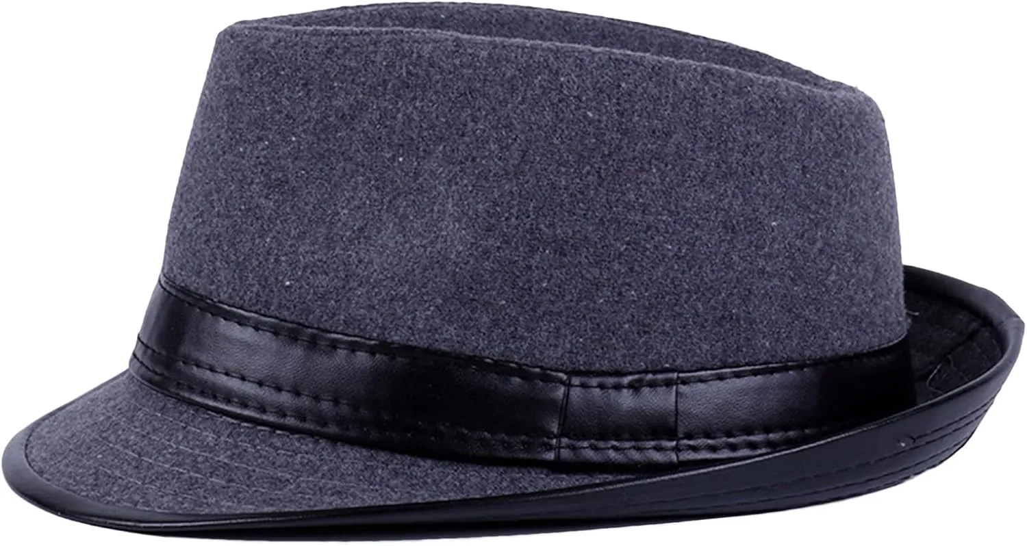Unisex Panama Fedora Hats Trilby Felt Hat Sun Hats for Men Women Short Brim Jazz Cap