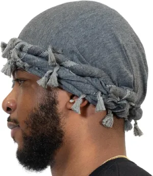 Veeta Superior Halo Turban Silk Satin Lined Head Wrap, Pre-Tied Tassel Turban for Men & Women, Turban Durag Wave Cap