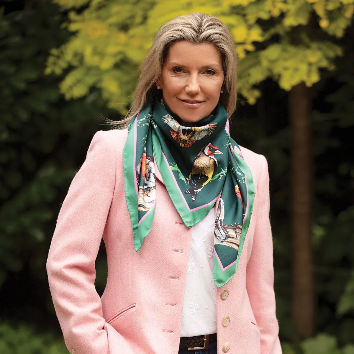 Walk On The Wild Side Forest Green Large Square Silk Scarf