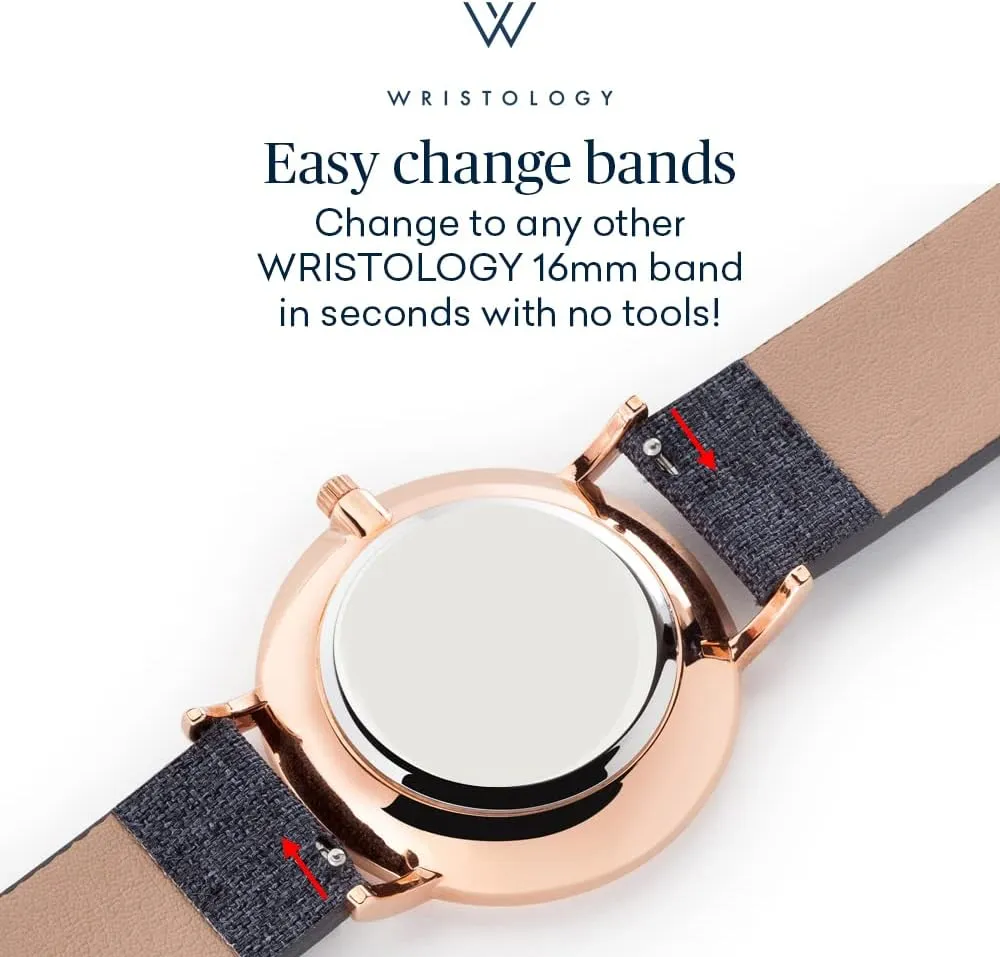 Wristology 29 Styles Mini Numbers Watch Leather Band - Interchangeable Genuine Leather Strap - Easy to Read Petite Small Size Analog Nurse Watch with Second Hand for Women, Men, Nurses, Teachers