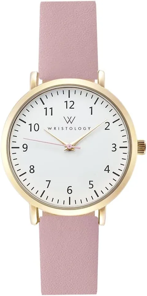 Wristology 29 Styles Mini Numbers Watch Leather Band - Interchangeable Genuine Leather Strap - Easy to Read Petite Small Size Analog Nurse Watch with Second Hand for Women, Men, Nurses, Teachers